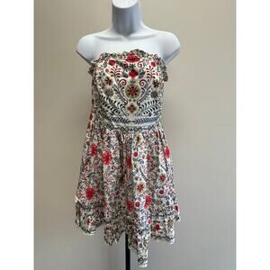 Forever That Girl White Pink Floral Strapless Dress Size XS #59599